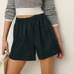 Reformation Charlotte Black Linen Shorts